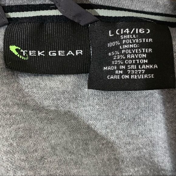 Tek Gear Boys Grey & Red Hooded Jacket — Size L 14/16 - Picture 6 of 6